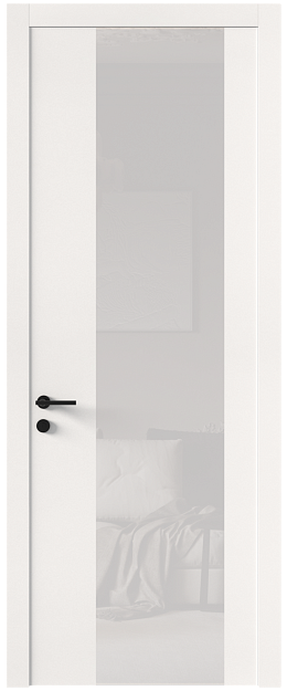 Межкомнатная дверь Tivoli Е-1, Со стеклом (ДО), цвет - Белоснежная мягкая шагрень
