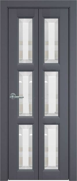 Межкомнатная дверь Porta Classic Milano Книжка, цвет - Графитово-серая эмаль (RAL 7024), Со стеклом (ДО)